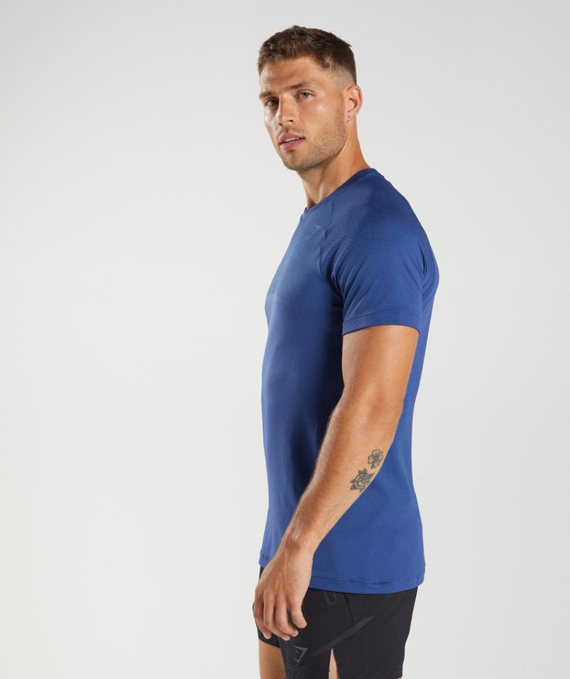 Men's Gymshark Apex Seamless T-Shirts Blue | NZ 3ZVQWK